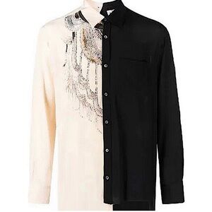Lanvin bead-embellished two-tone shirt